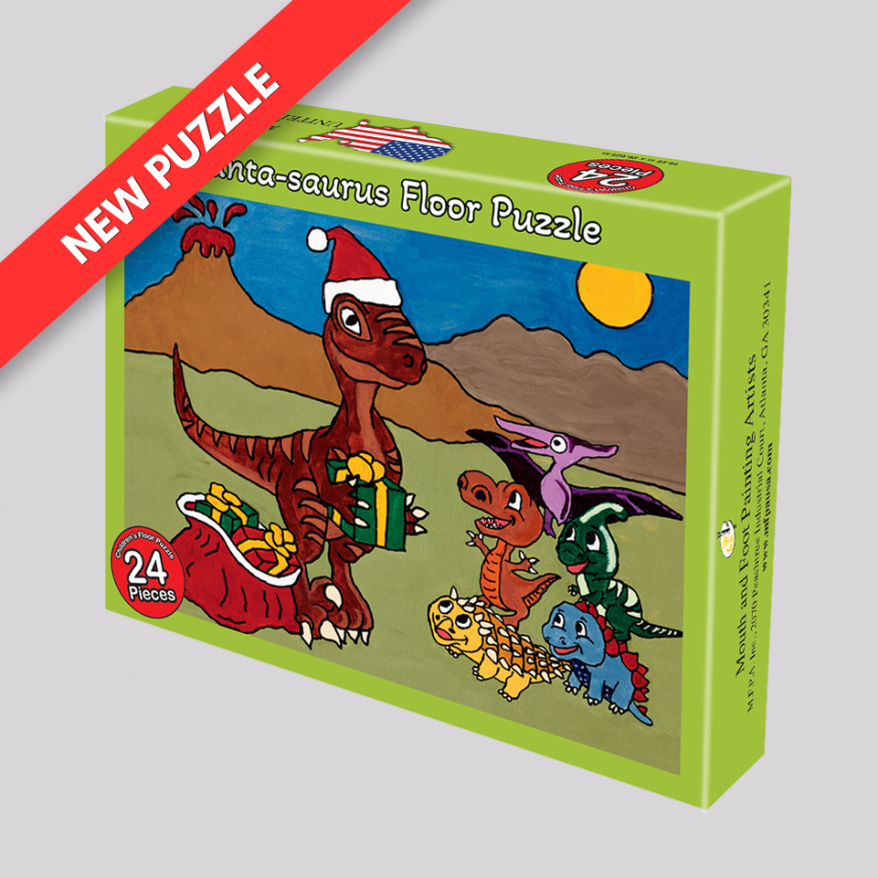 Children's Floor Jigsaw Puzzle- Santa-saurus