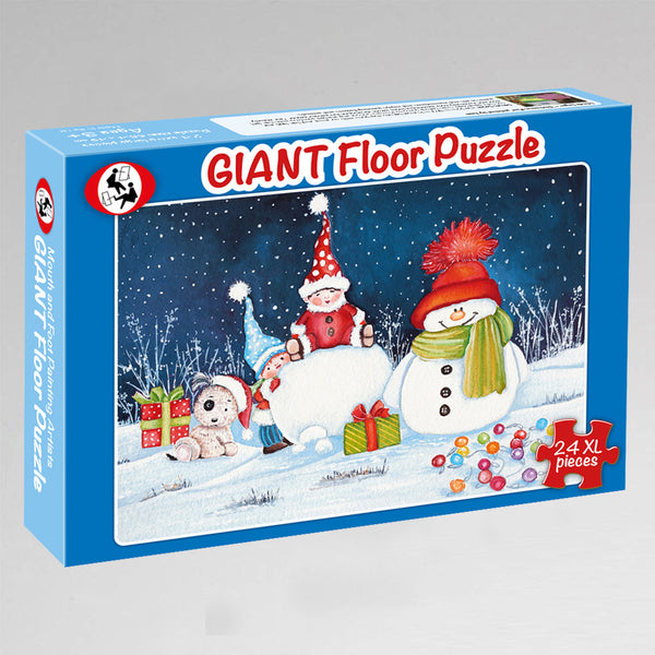24 Days Christmas Themed 1000 Piece Round Floor Puzzle - Holiday Family Activity For Kids & Adults